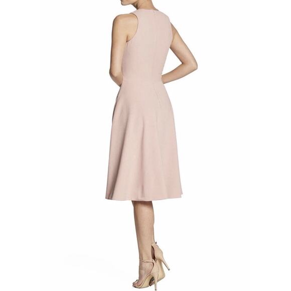 Dress the Population Blush Pink Midi Dress S Sleeveless V Neck Fit Flare - Picture 5 of 11